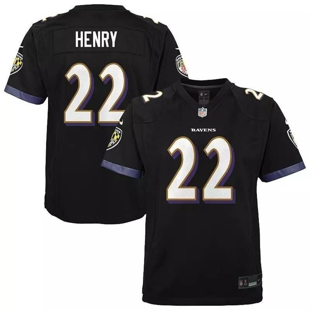 YOUTH Baltimore Ravens Derrick Henry #22 Nike Game Kids' Jersey Small Black